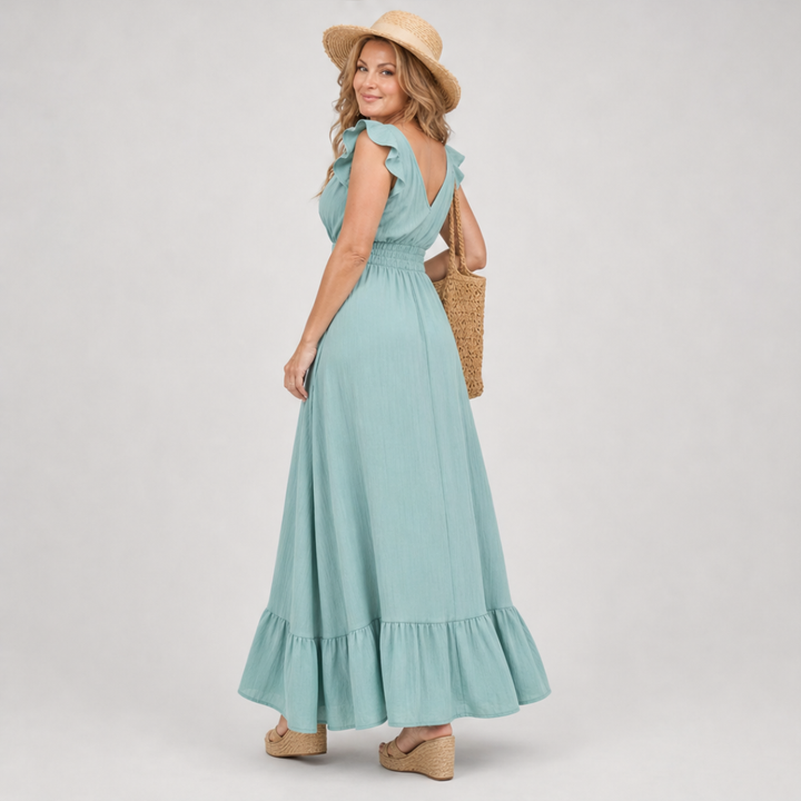 Serelia | Flutter Sleeve Empire Waist Maxi Dress