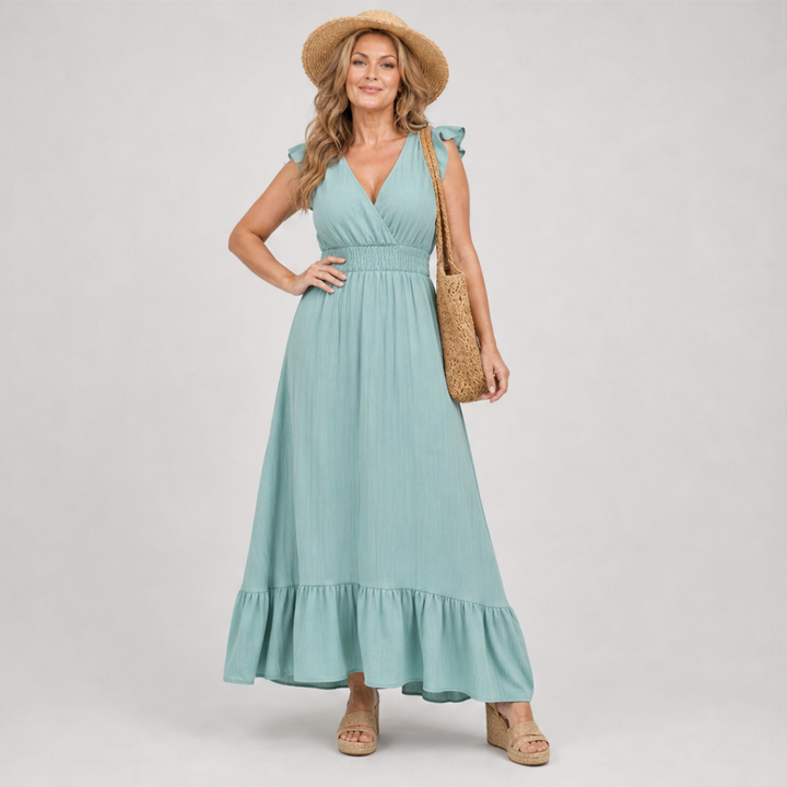 Serelia | Flutter Sleeve Empire Waist Maxi Dress