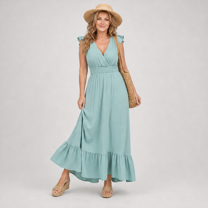 Serelia | Flutter Sleeve Empire Waist Maxi Dress