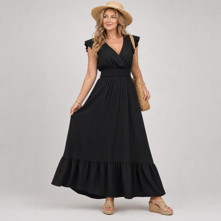 Serelia | Flutter Sleeve Empire Waist Maxi Dress