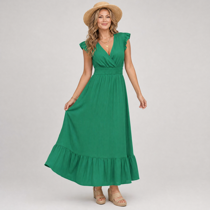 Serelia | Flutter Sleeve Empire Waist Maxi Dress