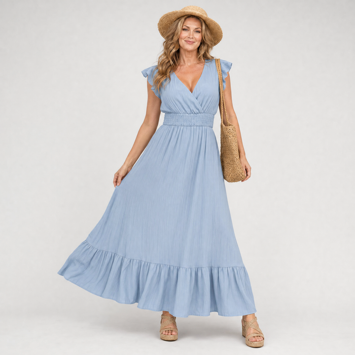 Serelia | Flutter Sleeve Empire Waist Maxi Dress