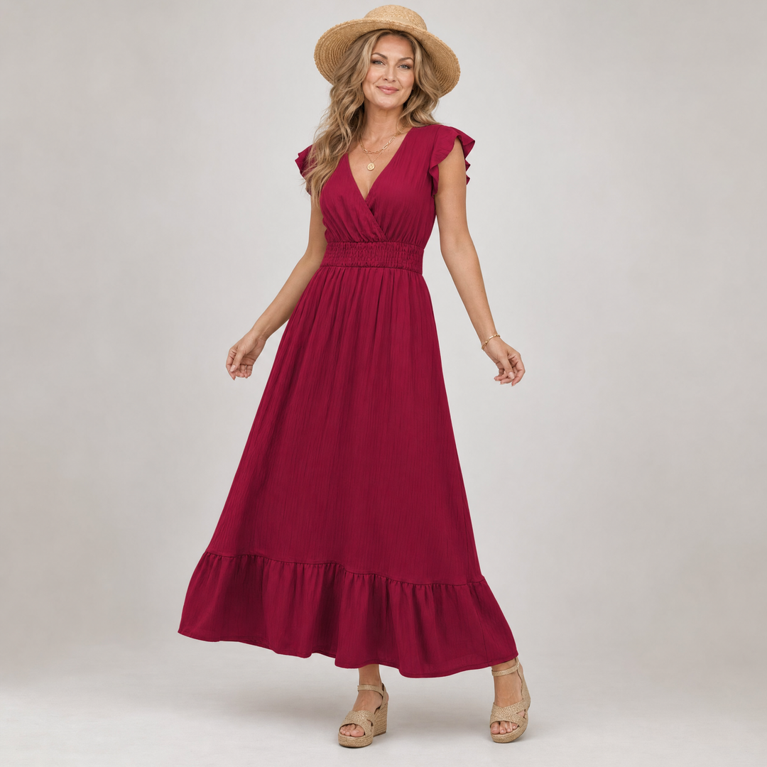 Serelia | Flutter Sleeve Empire Waist Maxi Dress