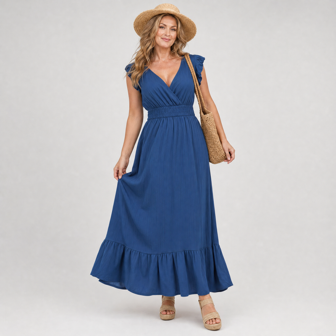 Serelia | Flutter Sleeve Empire Waist Maxi Dress