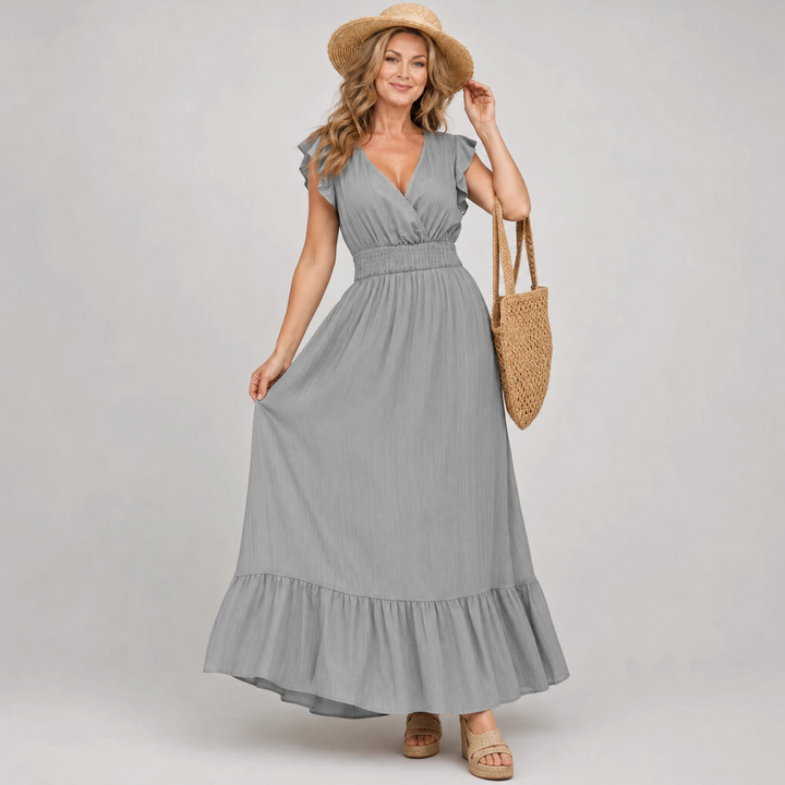 Serelia | Flutter Sleeve Empire Waist Maxi Dress